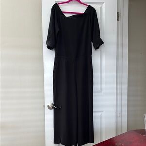 Theory Faley Off Shoulder Silk Jumpsuit